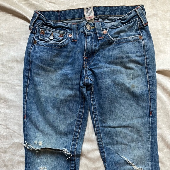 TRUE RELIGION Y2K Joey Twisted Flare Low-Rise Distressed Jeans - Picture 3 of 8
